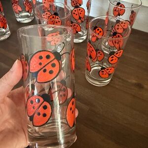 West Virginia Glass Company Ladybug Hi Ball Glasses (set of 8)
